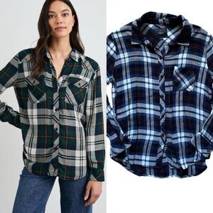 RAILS Kendra Button Down Plaid Shirt Blue Black White Size Medium